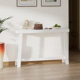 Bamboo 47.2" Narrow Console Table, Wood Farmhouse Side Table, Rectangular Entryway Table, Modern Sofa Table Behind Couch with Storage Shelves for Entrance, Living Room, Hallway, Foyer (White) Wisuce Essentials