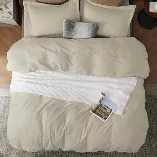 Bedsure Duvet Cover Queen Size - Only Includes 1 Duvet Cover (90"x90"), Hotel Luxury Soft Double Brushed All Season Bedding for Kids & Adults, Zipper Closure, NO Comforter, Linen Bedsure