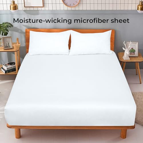 Royale Linens 6 Pack Twin Fitted Sheet Set - Bottom Sheet - Ultra Soft & Breathable - Brushed 1800 Microfiber - Wrinkle & Stain Resistant - Hotel Quality Deep Pocket Stretches Up to 16" (Twin, White) ROYALE LINENS