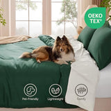 Andency Dark Emerald Green Queen Size Comforter Set, 3 Pieces Forest Hunter Green Boho Solid Bedding Sets, Soft Cozy Lightweight Down Alternative All Season Bed Set