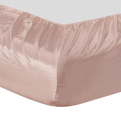 Comfy Deal Hight Thread Count Solid Color Soft Silky Charmeuse Satin Luxury and Super Soft Bed Sheet Set Or Pillowcase (Blush, Full) Comfy Deal