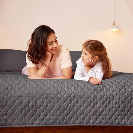 Exclusivo Mezcla Ultrasonic Reversible Full Queen Quilt Bedding Set with Pillow Shams, Lightweight Quilts Queen Size, Soft Bedspreads Bed Coverlets for All Seasons - (Grey, 90"x96") Exclusivo Mezcla