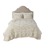 Madison Park Laetitia Lightweight 100% Cotton Quilt Set, Breathable Chenille Tufted, Shabby Chic Boho Medallion Design, Sham, Floral Taupe w/ Tassels, Full/Queen-2 Piece Madison Park
