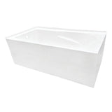 Aqua Eden VTAM6032L21TS 60-Inch Acrylic 2-Wall Corner Alcove Tub with Left Hand Drain, White Kingston Brass
