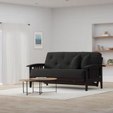 Nirvana Futons Westfield Espresso Finish (Warm Black) Full or Queen Size Futon Set, Mission Style Wood Futon Frame with Mattress Included (Twill Black) Nirvana Futons