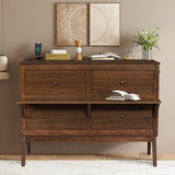RuiSiSi Queen Size Murphy Bed with Desk and USB Ports, Foldable Murphy Bed Cabinet with Side Shelves for Bedroom, Guest Room, Home Office, can be Folded into a Cabinet, Walnut RuiSiSi