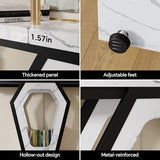 FUSUNBAO 47.3" Console Table,Openwork Bracket Sofa Table, Wood Narrow Entryway Table for Hallway, Behind The Couch, Living Room, Foyer, Easy Assembly（White Marble Texture） FUSUNBAO