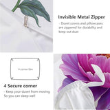 Minimalist Illustrations Duvet Cover Set, Single PeonFlower Printed Bedding with 1 Pillowcases, Twin Microfiber Bed Set for Kids Adults Bedroom Decor, Pinkish-Purple Generic