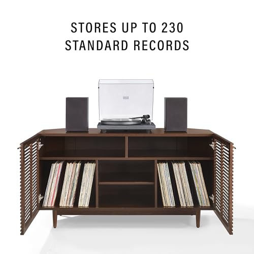 Crosley Furniture Cameron Corner Record Player Cabinet Turntable Stand, Storage for up to 230 Vinyl Records, Brown Crosley Furniture