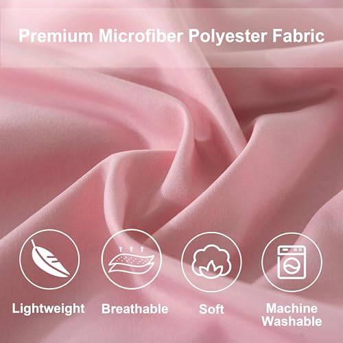 DOWNCOOL Full Size Comforter Sets, 7Pcs Full Size Bedding Sets Pink, All Season Down Alternative Bedding Comforter Sets with Comforter, Flat Sheet, Fitted Sheet, 2 Pillow Shams & 2 Pillowcases DOWNCOOL