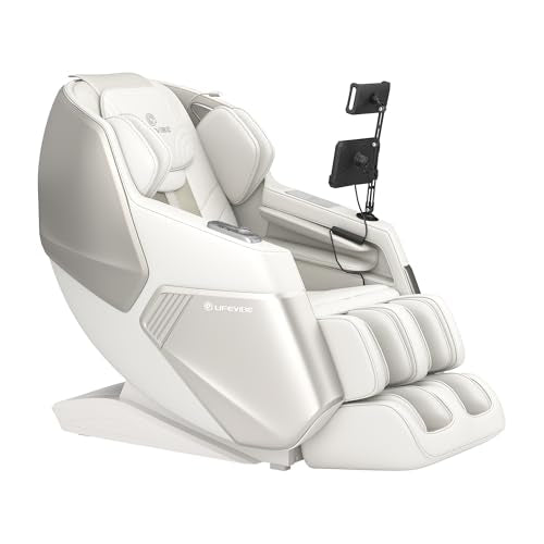 Lifevibe VAT Massage Chair Full Body VibroAcoustic Sonic Wave, SL-Track Zero Gravity Recliner with 25 Auto Modes, Smart Body Scan, Extendable Footrest, Reading Lamp, White Lifevibe