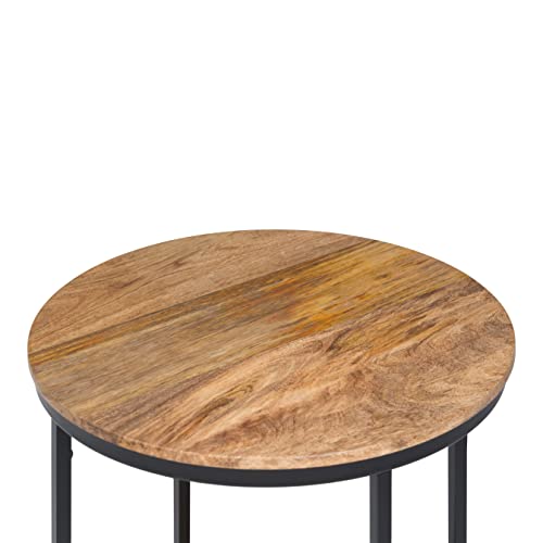 SIMPLIHOME Jenna Contemporary 18 inch Wide Metal Round Accent Side Table in Natural, End, Bedside Table and Nightstand, for the Living Room and Bedroom SIMPLIHOME