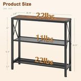 Hoctieon Industrial Console Table, 3-Tier Entryway Tables, Metal Frame, Sofa Table with Shelf, Hallway Tables, Entrance Desk for Entryway, Living Room, Foyer, Hallway, Rustic Brown&Black Hoctieon