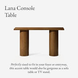 Maven Lane Lana Contemporary Rectangular Accent Console Table for Small Spaces and Front Door Entrance Hallway in Refined Brown Finish Maven Lane