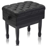 Griffin Genuine Leather Adjustable Piano Bench Black Solid Wood Vintage Style & Heavy-Duty Ergonomic Keyboard Stool | Cushion Seat with Storage Space Griffin