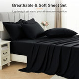 Easthome Queen Comforter Set 7 Piece - Black Soft Bed in a Bag Queen Size Comforter Sets, Cozy Luxury Bedding Sets with Down Alternative Comforter, Flat Sheet, Fitted Sheet, 2 Pillowcases & 2 Shams Easthome