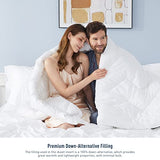 HOMTEC Duvet Insert Cotton Comforter Full Size White Down Alternative Duvet Insert 100% Cotton Shell Quilted Fluffy Comforter Lightweight All Season 4 Corner Tabs Durable Breathable Noiseless HOMTEC