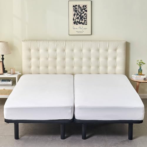 Kingnex Waterproof Split King Mattress Protector for Adjustable Beds Soft Cooling Bamboo Viscose Jersey Fitted Matress Cover Kingnex