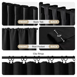 Joydeco Blackout Curtains for Bedroom, Black out curtains 96 inch long 2 Panels, Long Black Drapes with Rod Pocket Back Tab, Room Darkening Noise Reducing & Wrinkle-Free Drapes for Living Room Windows Joydeco