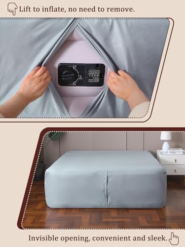 Akicia Twin Fitted Sheet for Air Mattress, with 18-24 Inch Extra Deep Pocket, Soft Breathable Air Bed Mattress Sheet Cover for Inflatable Bed, Grey Akicia