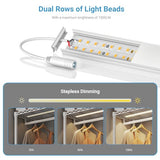 VIPEK V5L Garment Rack Heavy Duty Covered Clothes Rack with Dimmable LED Lights, 3000K Warm White, Portable Closet Wardrobe Freestanding Clothing Rack for Hanging Clothes, White Rack with Black Cover VIPEK