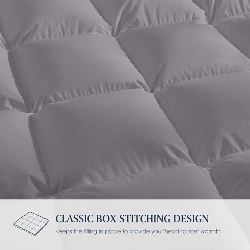 Blue Ridge Home Fashions Comforter Breathable Microfiber Duvet Insert, Summer Cooling Winter Warm Reversible Down Alternative Quilt Comforter for All Season, King, White/Platinum Blue Ridge Home Fashions
