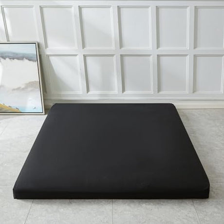 YOCOVER Japanese Floor Futon Mattress Cover Full Queen Twin King Size, Foldable Meditation Camping Sleeping Pad Dust Cover for Floor Guest Room (Black,King:78.7x86in) YOCOVER