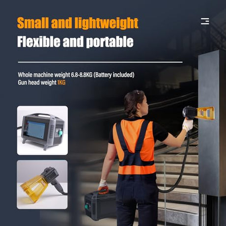 WTTTOOLS Handheld Fiber Laser Engraver 50W(0.39mW) Laser Marking Machine Portable MAX Laser Engraving Machine with 100 * 100mm Lens Battery/AC Dual Power Class 1 for Metal Non-Metal Material WTTTOOLS