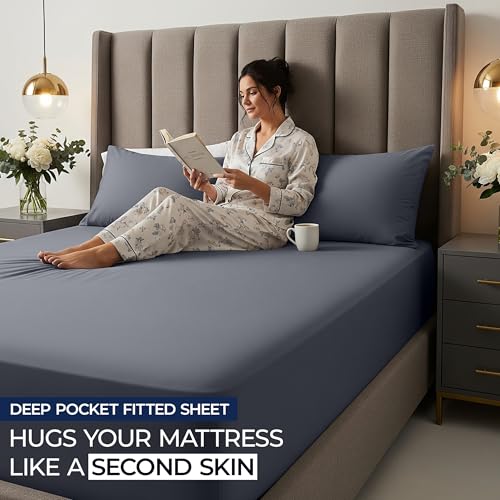 Utopia Bedding Extra Deep Pocket Twin XL Fitted Sheet, Fits up to 21 Inch Mattress - Hotel Luxury, Soft, Breathable and Comfy - Shrinkage and Fade Resistant - Easy Care (Grey) Utopia Bedding