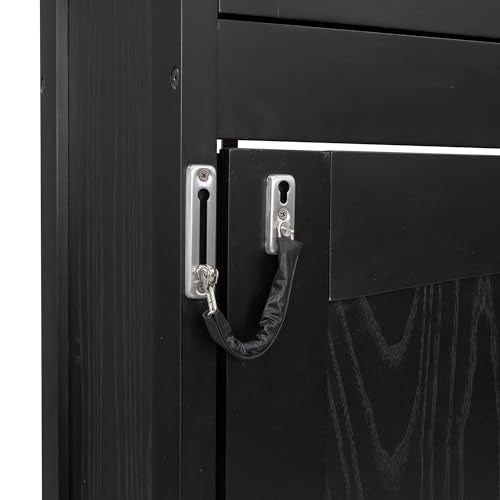 Harper & Bright Designs Full Size Murphy Bed with 3 Storage Cabinets, Rustic Wall Bed with X-Shaped Design, Space Saving Foldable Cabinet Bed for Home Office, Black Harper & Bright Designs