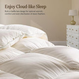 BPC Lightweight Organic Feather Down Comforter Full/Queen Size, Hotel-Luxury Fluffy Duvet Insert with Cotton Cover and Puffy Feather Down Filling, for Summer/Hot Sleepers, Ivory White, 82x86 Inches BPC