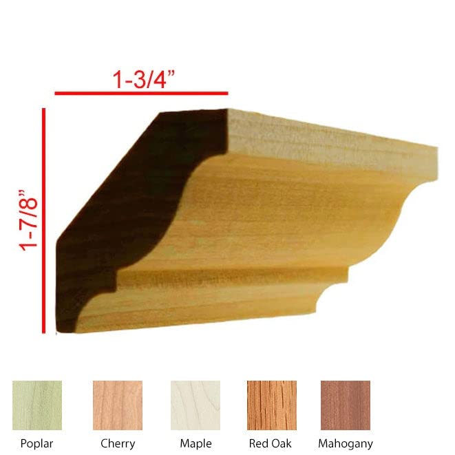 EWCR11 Colonial Crown Moulding Trim, 3/4" x 2-5/8", Red Oak, 94" Newmouldings