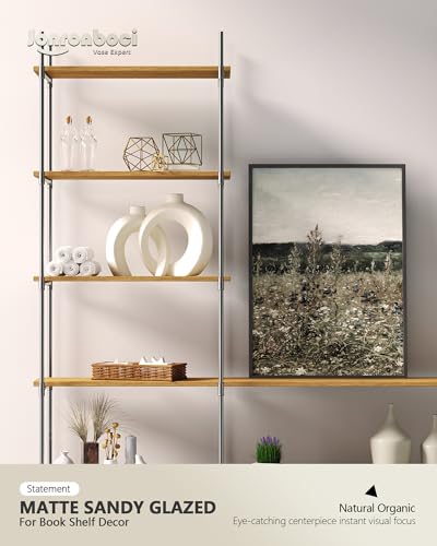 Interlocked Decorative Vase Set of 2 | Matte Sand-Textured Ceramic Vases for Modern Japandi & Boho Home Decor, Standalone or with Flowers for Mantel, Shelf, Entryway Console Table (Matte Cream White) Jonronboci