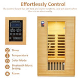 2024 Upgrade 2 Person Sauna, Low EMF 6 Heating Plate Infrared Physical Therapy Wooden Dry Steam Sauna with MP3 Auxiliary Connection, Dual Controls, Iron Shirt Wall Plate, Home Spa Day Use, Gift PioneerWorks