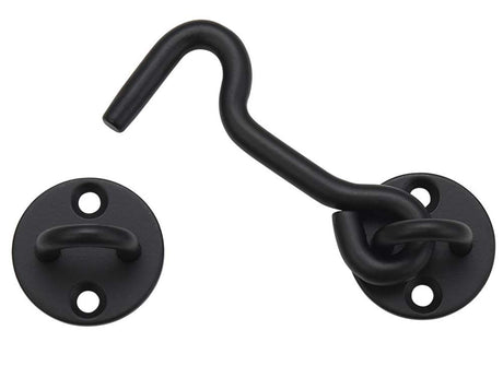 Raswik 4” Privacy Hook and Eye Gate Latch Easy Lock for Barn Door, Black Raswik