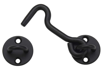 Raswik 4” Privacy Hook and Eye Gate Latch Easy Lock for Barn Door, Black