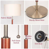 lianheng Mid Century Modern Floor Lamp,Floor Lamp Wood for Living Room,Stand Lamp with Beige Fabric Lampshade for Bedroom, Study Room and Office lianheng