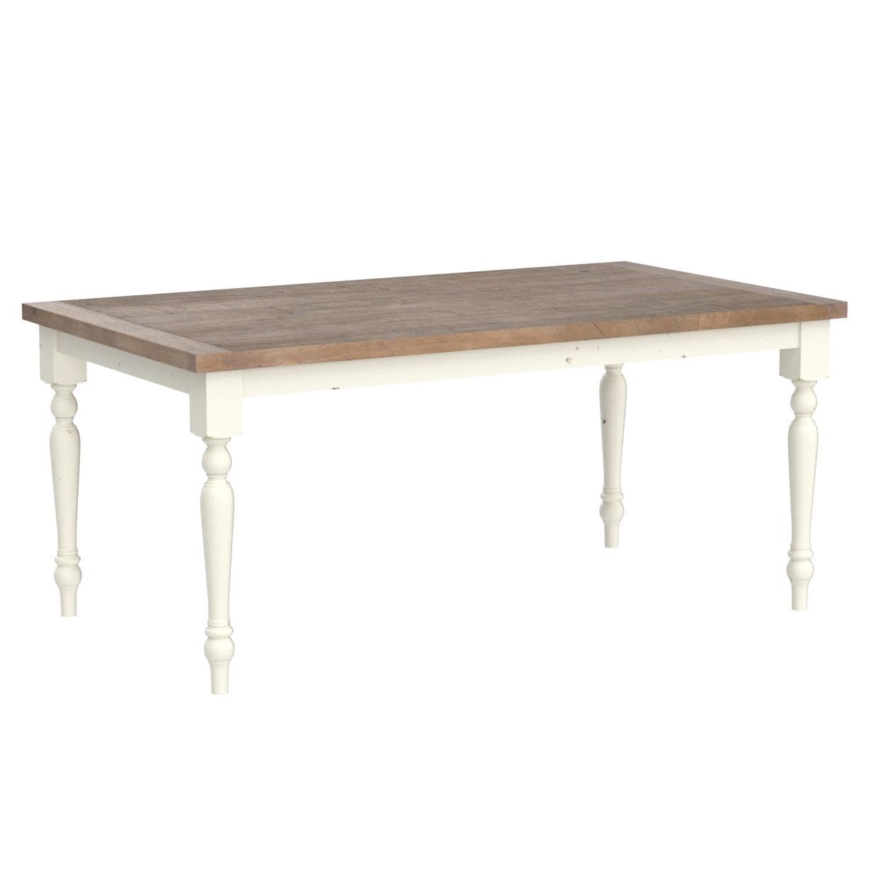 Roundhill Furniture Prato Two-Tone Finish Wood Dining Table, Antique White and Distressed Oak - WoodArtSupply