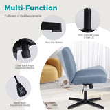 NEWBULIG Wide Seat Home Office Desk Chair Armless, Cross Legged Ergonomic Chair for Bedroom or Study, Adjustable Height Swivel Vanity Chair Without Wheels, Comfy Office Chair NEWBULIG
