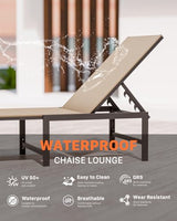 WOAJNQO Chaise Lounge Chair Outdoor,Aluminum Patio Lounge Chairs,Lounge Chairs with 5 Adjustable Backrest for Outside Beach Lawn and Backyard,Khaki