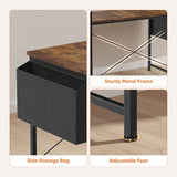 DUMOS L Shaped Desk Corner Computer Table 47 Inch, L-Shaped Gaming Desks with Storage Shelf Reversible, Wood Tables with Side Bag Adjustable Feet for 2 Monitors Small Space Home Office Bedroom, Brown DUMOS