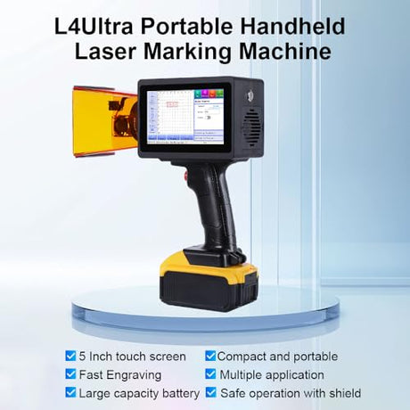PEKOKO 10W Portable Laser Marking Machine L4Ultra Laser Marker Engraving Machine for Marking on Metal,Plastic,Carton,Leather,Wood,Silcone,Canvas,Glass,Rubber,Stainless Steel PEKOKO