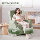 Eiayeebil Nursery Swivel Glider Recliner,Rocking Chair Nursery with Footrest,Rocking Recliner Chair for Nursery,Glider Rocker Recliner for Living Room & Bedroom,Green Eiayeebil