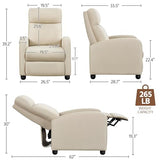 Yaheetech Modern Fabric Recliner Chair Sofa Adjustable Single Sofa with Thicker Seat Cushion and Backrest for Living Room Home Theater, Beige