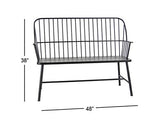 Deco 79 Metal Patio Outdoor Bench Grill Style High Back Frame Patio Bench with Trestle Legs and Armrests, Bench 48" x 19" x 38", Black Deco 79