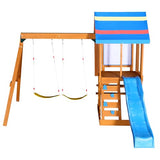 Merax Wooden Playground Sets for Backyards, 3 in 1 Swing and Slide and Climber Set Outdoor Playset for Garden Backyard, Blue Merax