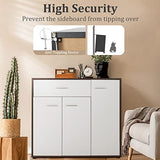 Giantex Buffet Cabinet with Storage, 3 Door Kitchen Cupboard with Large Drawer, Adjustable Shelf, Wood Kitchen Organizer, Entryway Console Table, Dining Room Furniture Giantex