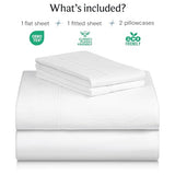 LuxClub 4 PC Full Sheet Set, Deep Pockets Wrinkle Free Cooling Bed Sheets Hotel Bedding for Women, Men, Kids & Teens, Includes 1 Fitted Sheet, 1 Flat Sheet and 2 Pillowcases-Soft White LuxClub