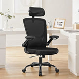 BESTFAIR Ergonomic Office Desk Chair Comfy, High Back Mesh Office Desk Chairs with Adjustable Lumbar Support, Headrest, Flip-up Armrests, Home Computer Chair for Gaming, Work, Black BESTFAIR