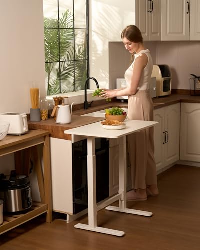 SANODESK Mobile Workstation Standing Desk with Gas-Spring Lift, Rolling Desk 32x20''Adjustable Height, One-Piece Desktop Workstation，Walking Pad & Treadmill Compatible, Portable Home Office SANODESK